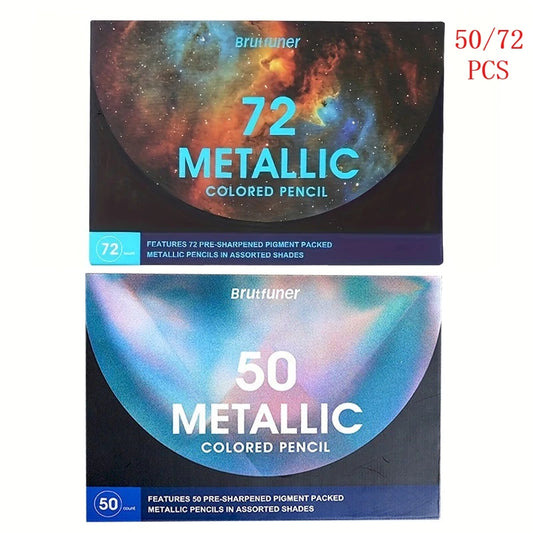50/72 Colors Metallic Pencil Drawing Sketch Set Soft Wood Golden Color Pencil Art Supplies
