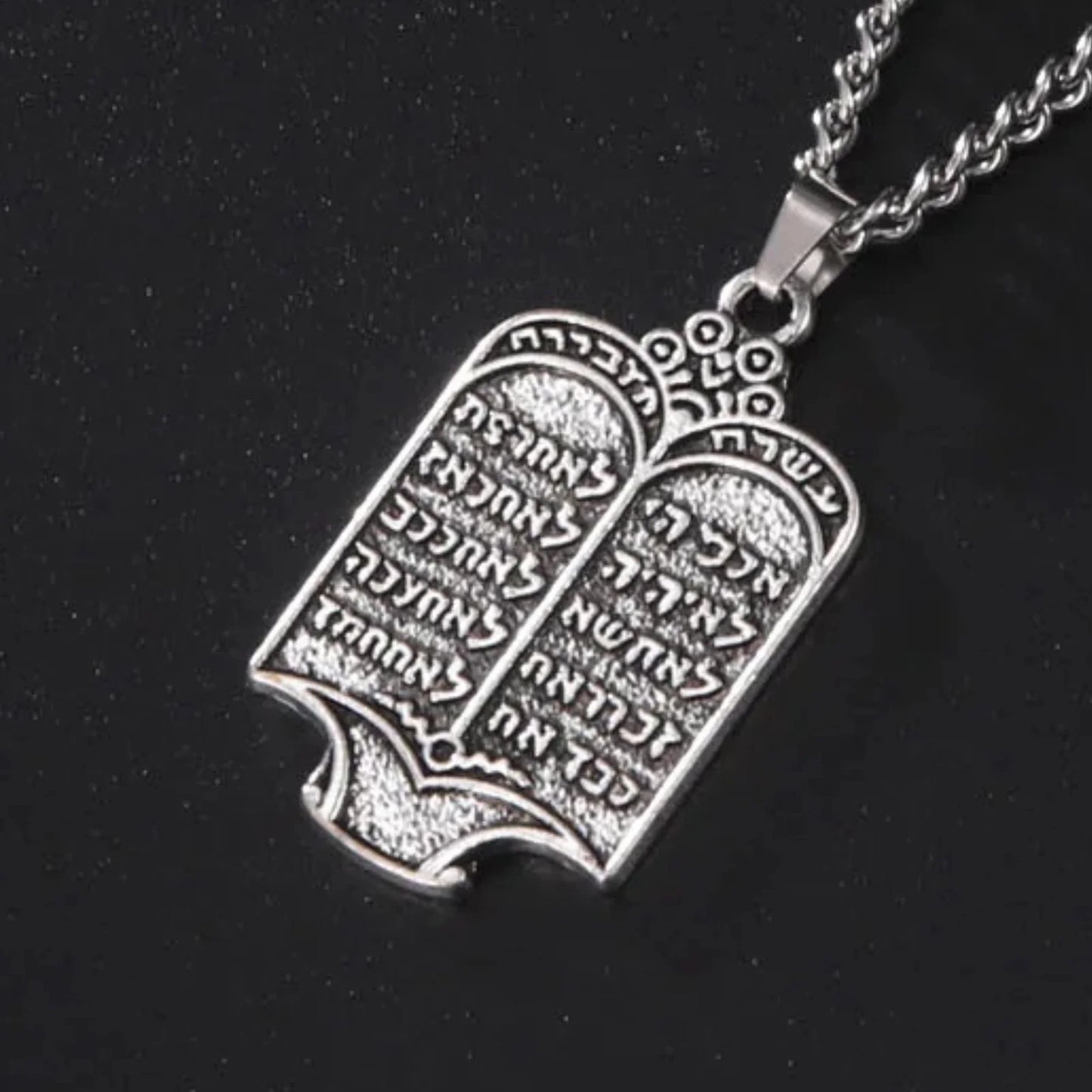 Judaica Moses 10 Commandments Tablets Pendant Necklace
