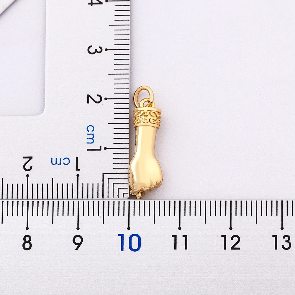 Gold Plated Copper Hand Wristband Pendant Necklace