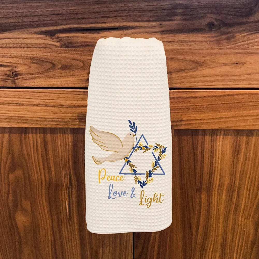 Peace Love Light Star of David Jewish Holiday Kitchen Dish Towel