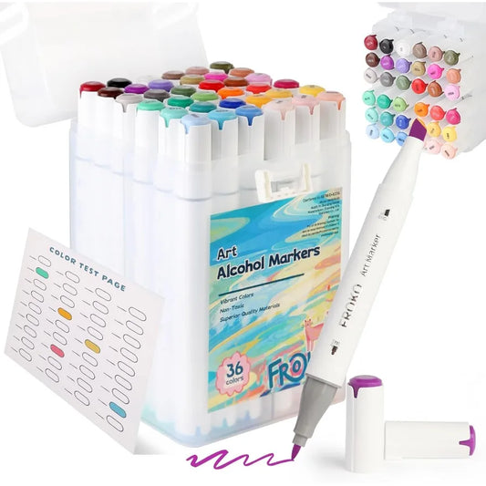 Alcohol Markers 36 Colors Dual Tip Art Markers with Carrying Case