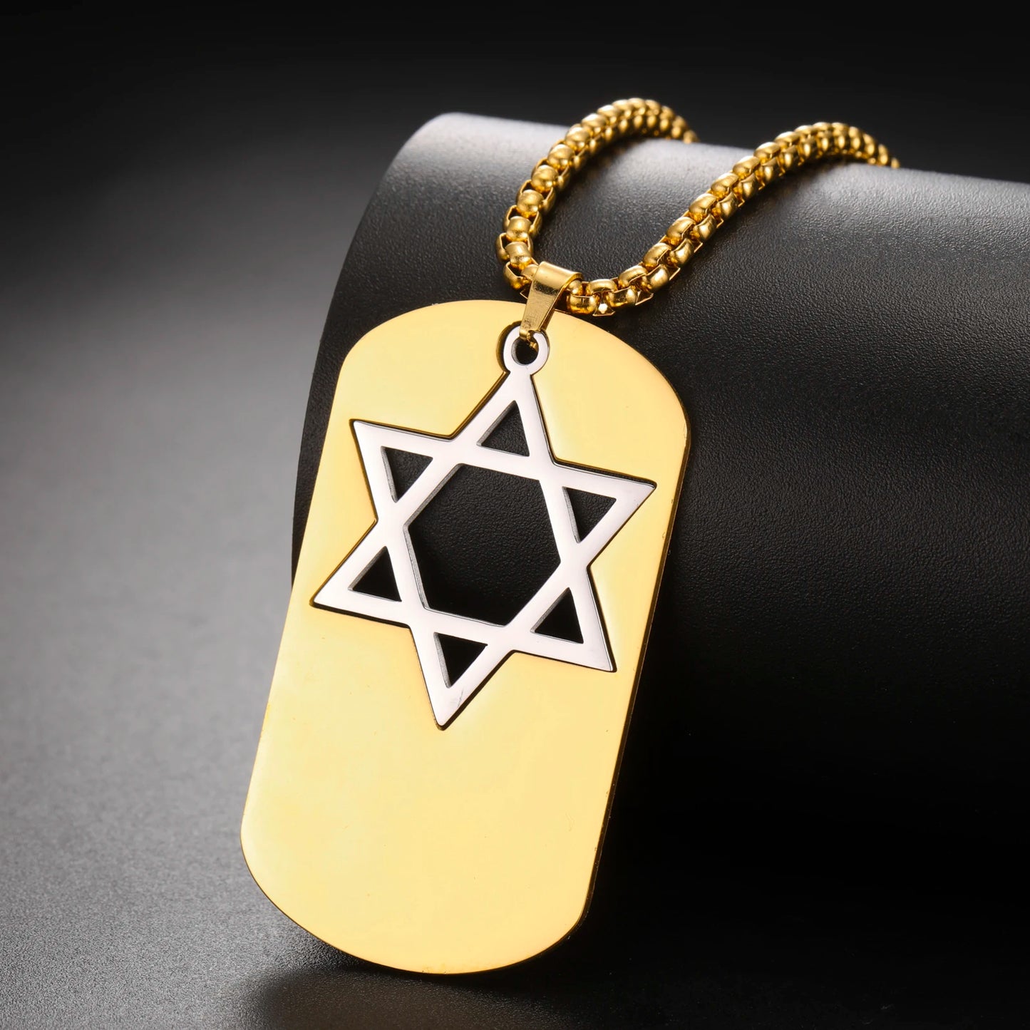 Hollow Star of David Necklace Stainless Steel Dog Tags