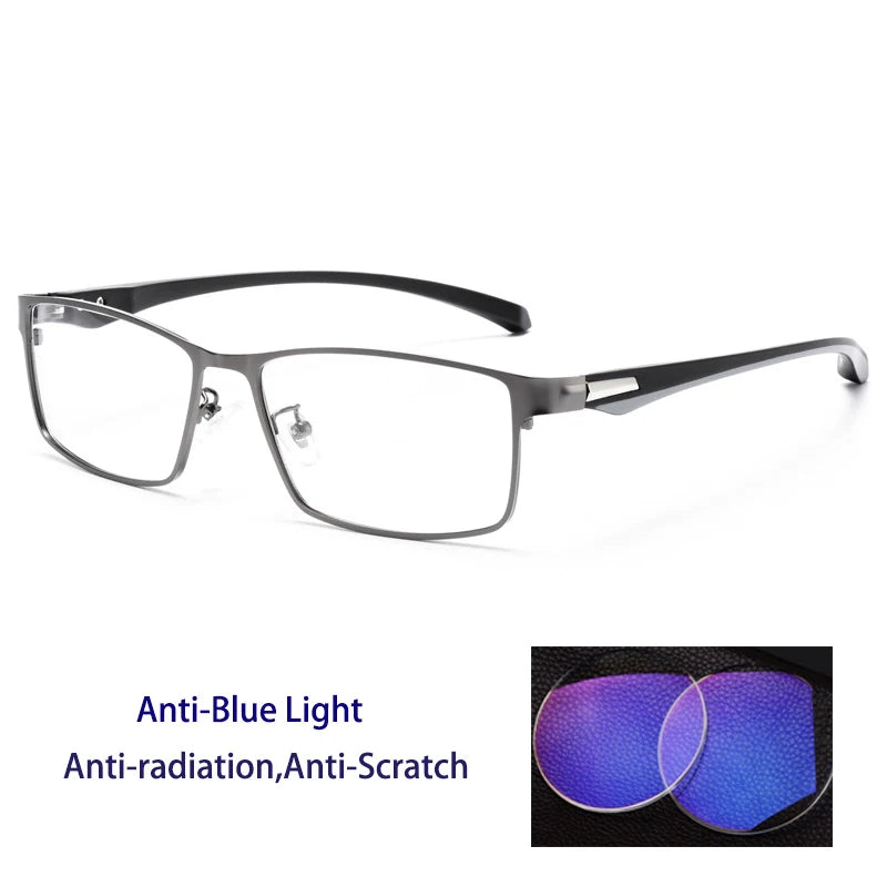 Anti Blue Light Men Reading Glasses Titanium Alloy Metal Frame +1.50 1.75 2.0 2.25 2.50 2.75