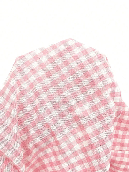Plus Size Pink Gingham Cami Spaghetti Strap Ruffle Hem Sundress