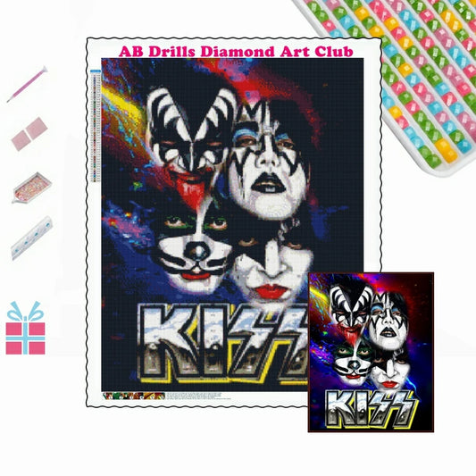 5D DIY AB Drills Diamond Painting Heavy Metal Rock Kiss Band Cross Stitch Kit
