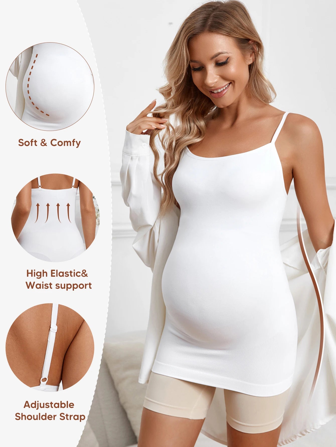 Women’s Maternity Sleeveless Tank Tops, Pregnancy Belly Support Bodycon Dress