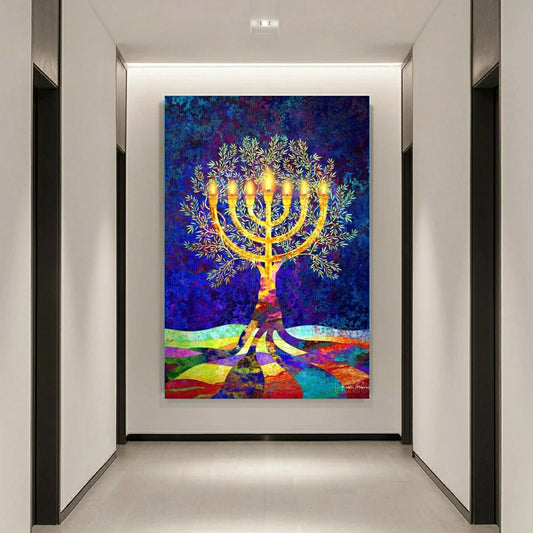 5D DIY Judaism Shofar Menorah Sparks Mosaic Embroidery Diamond Painting Art