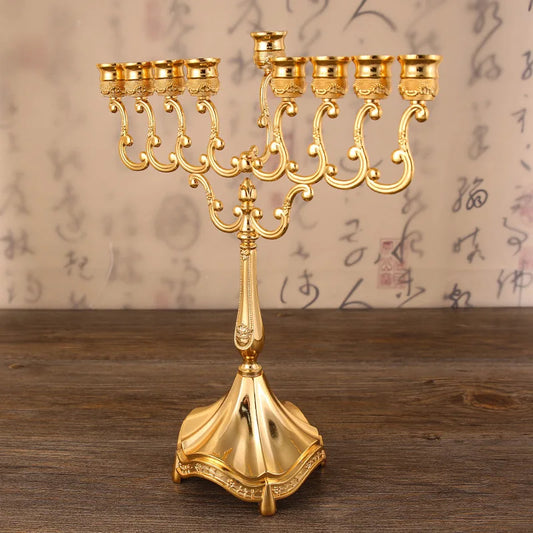 Jewish Gold Hanukkah Menorah