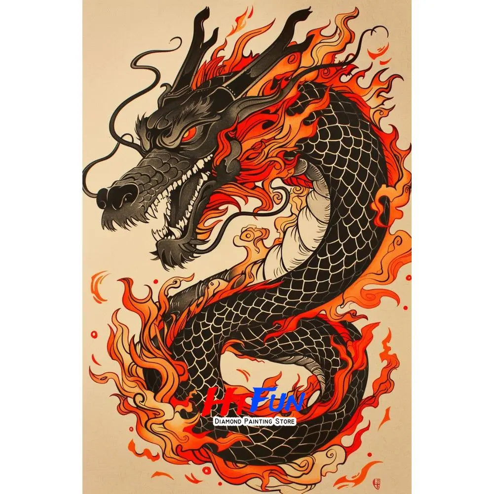 5D DIY Diamond Painting Golden Dragon Embroidery Mosaic Stitch
