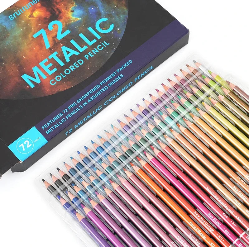 50/72 Colors Metallic Pencil Drawing Sketch Set Soft Wood Golden Color Pencil Art Supplies