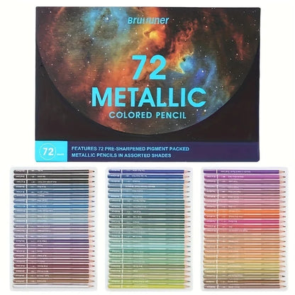50/72 Colors Metallic Pencil Drawing Sketch Set Soft Wood Golden Color Pencil Art Supplies