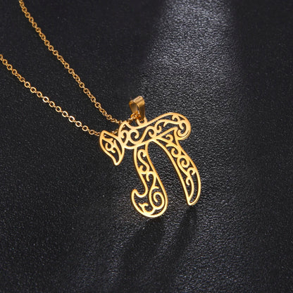 Chai Pendant Necklaces Stainless Steel Gold Plated  Judaica Jewelry