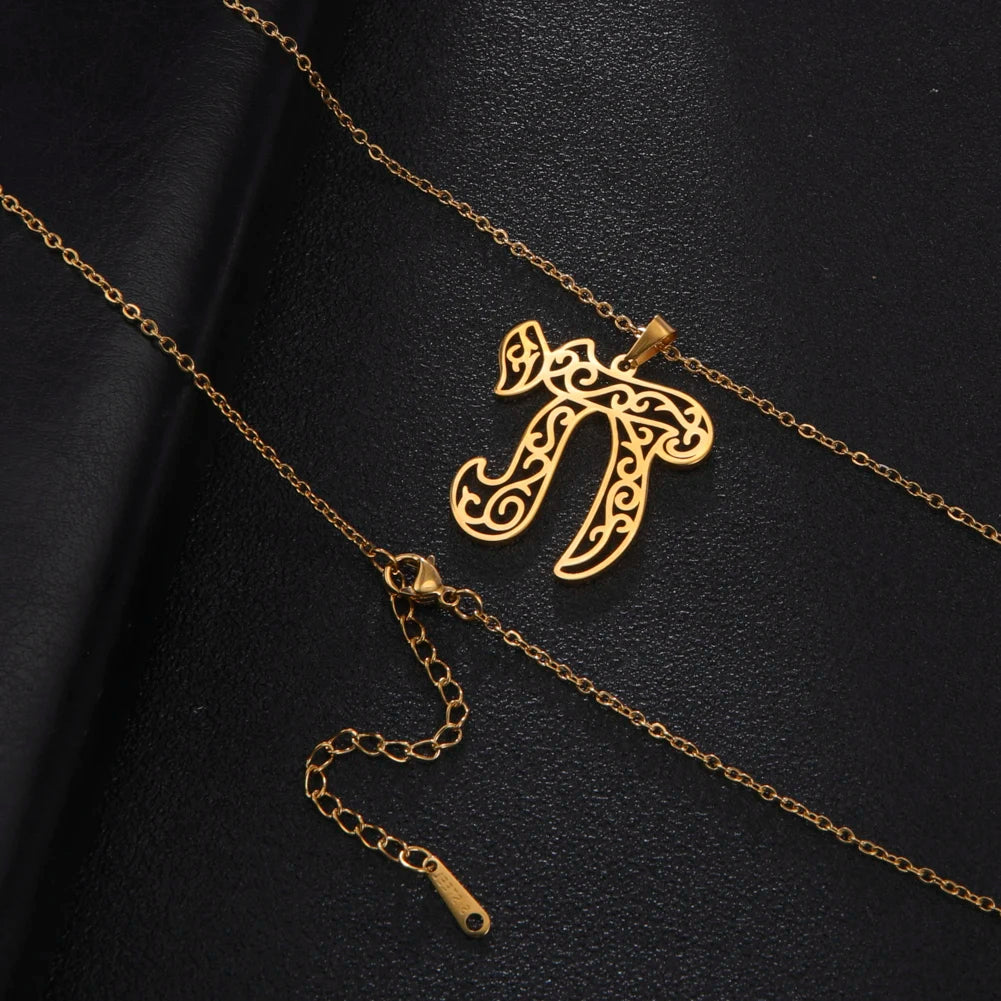 Chai Pendant Necklaces Stainless Steel Gold Plated  Judaica Jewelry