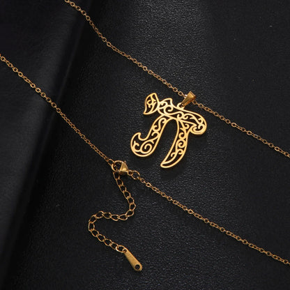 Chai Pendant Necklaces Stainless Steel Gold Plated  Judaica Jewelry