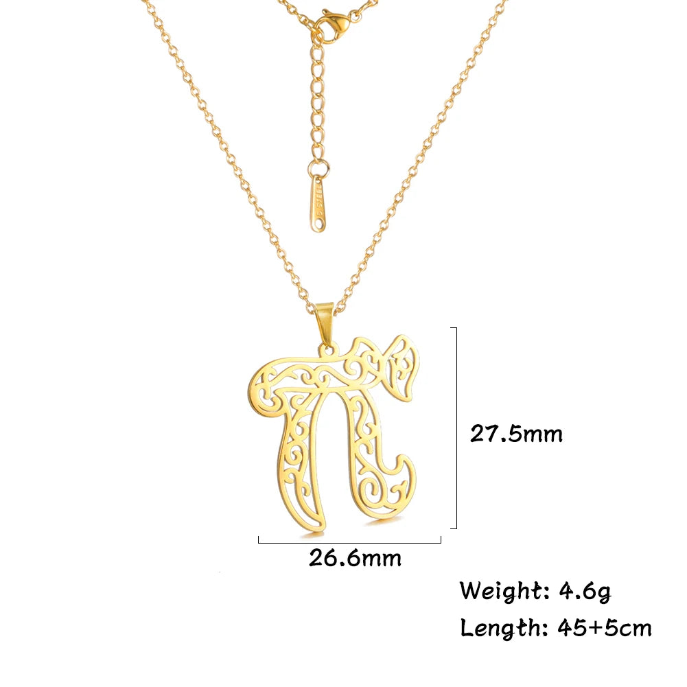 Chai Pendant Necklaces Stainless Steel Gold Plated  Judaica Jewelry