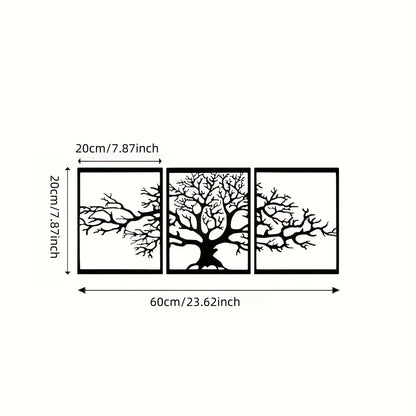 3pcs/Set Tree Of Life Metal Wall Art Decor