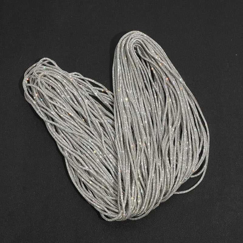 2 Yards Rhinestone Rope Glitter 4mm Crystal Tube Cord Trimming