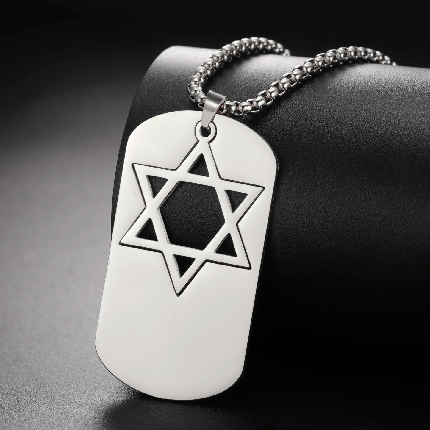 Hollow Star of David Necklace Stainless Steel Dog Tags