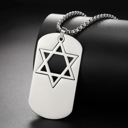 Hollow Star of David Necklace Stainless Steel Dog Tags