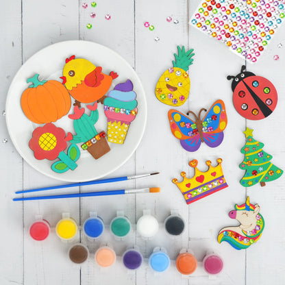 DIY Wooden Magnets Glow in The Dark, Arts Supplies Painting Kit