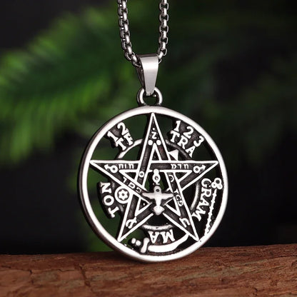 Stainless Steel Hamsa Hands of Fatima Hebrew Blessing Star of David Necklace