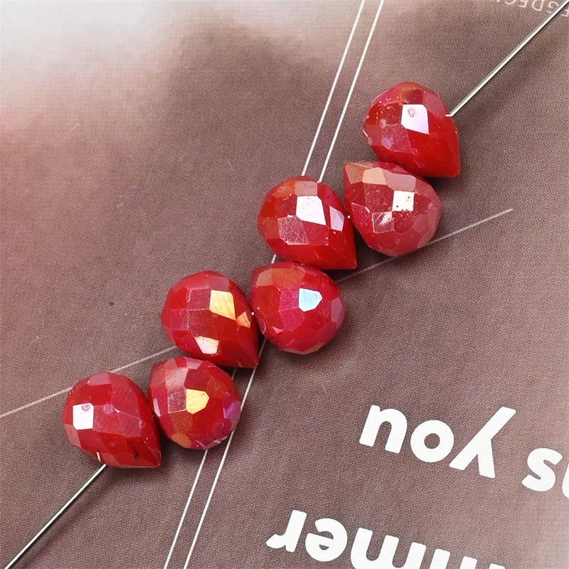 10*8mm Czech Crystal Waterdrop Beads Shiny Faceted Glass Strawberry Beads