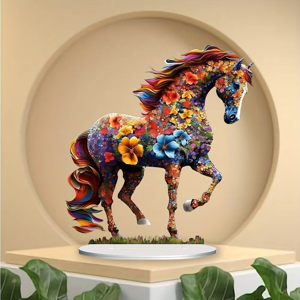 Colored Horse Statue Light Catcher with a Hollow-out design