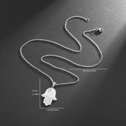 Stainless Steel Hamsa Hands of Fatima Hebrew Blessing Star of David Necklace