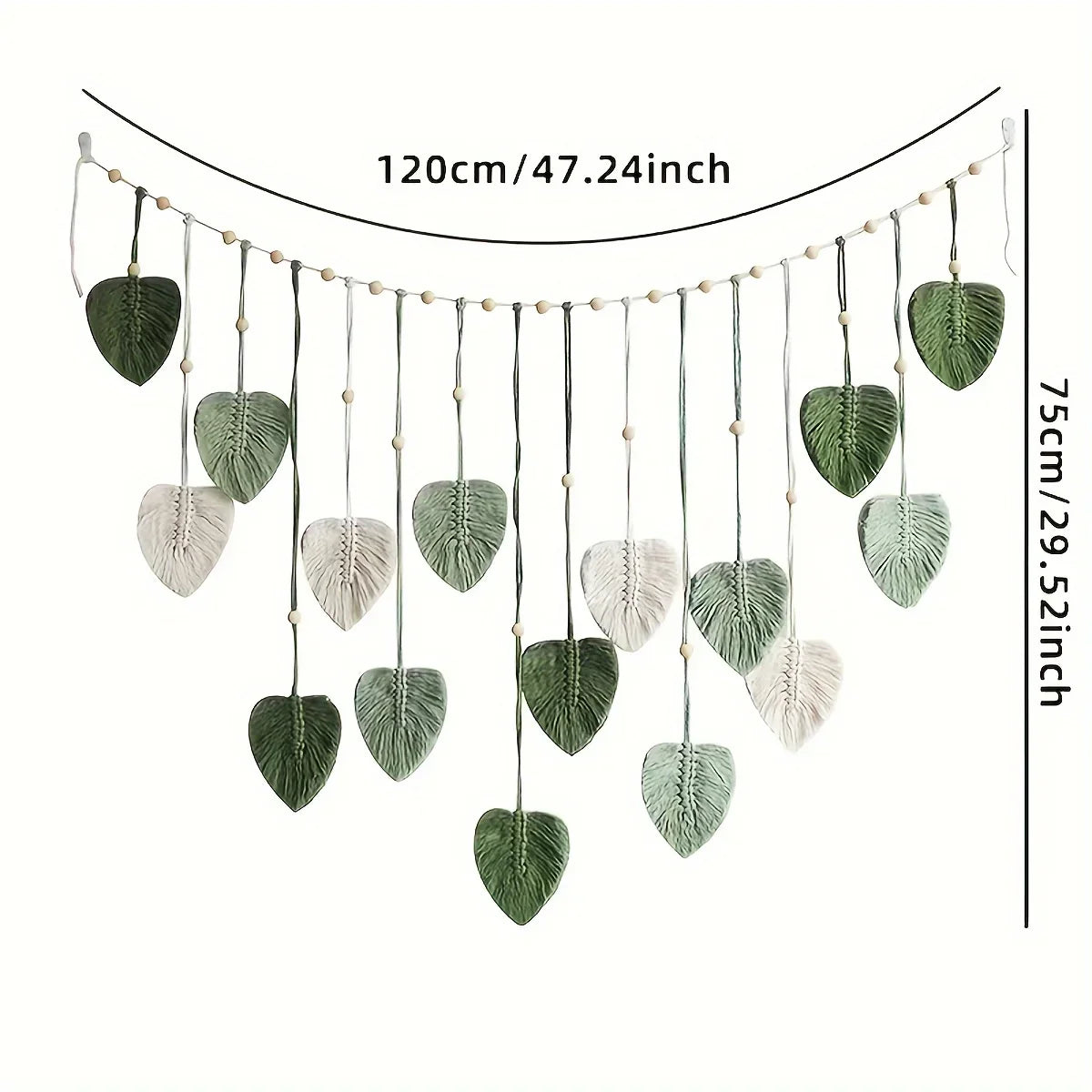Modern,BOHO, Green Leaves Woven Wall Decor