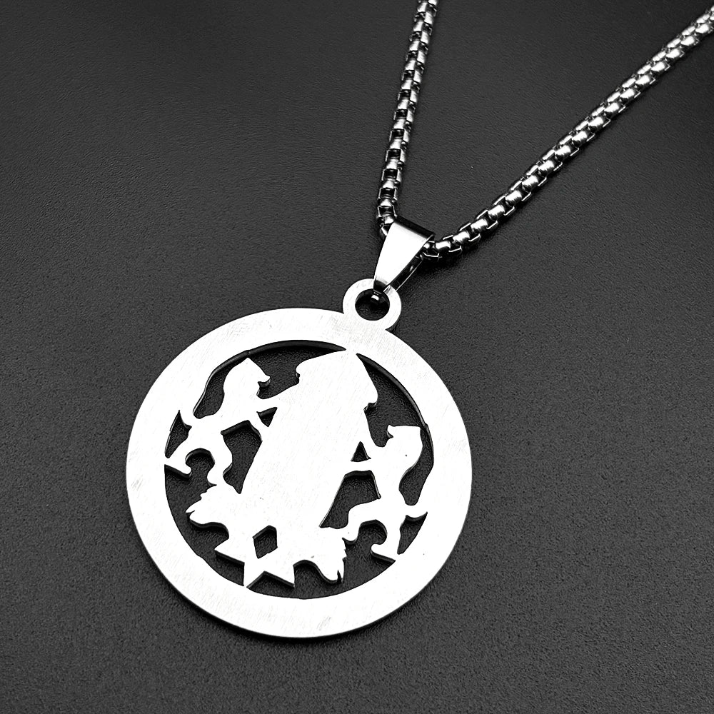 Judaica Star of David under Hebrew Ark of the Covenant with Lions of Judah on a Stainless Steel Pendant Necklace