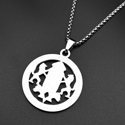 Judaica Star of David under Hebrew Ark of the Covenant with Lions of Judah on a Stainless Steel Pendant Necklace