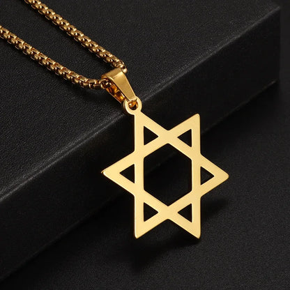 Stainless Steel Hamsa Hands of Fatima Hebrew Blessing Star of David Necklace