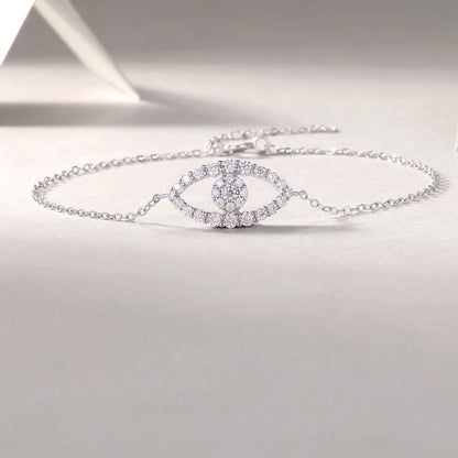 Moissanite Bracelet 925 Silver 18K Gold Plated Evil Eye with GRA Certificate