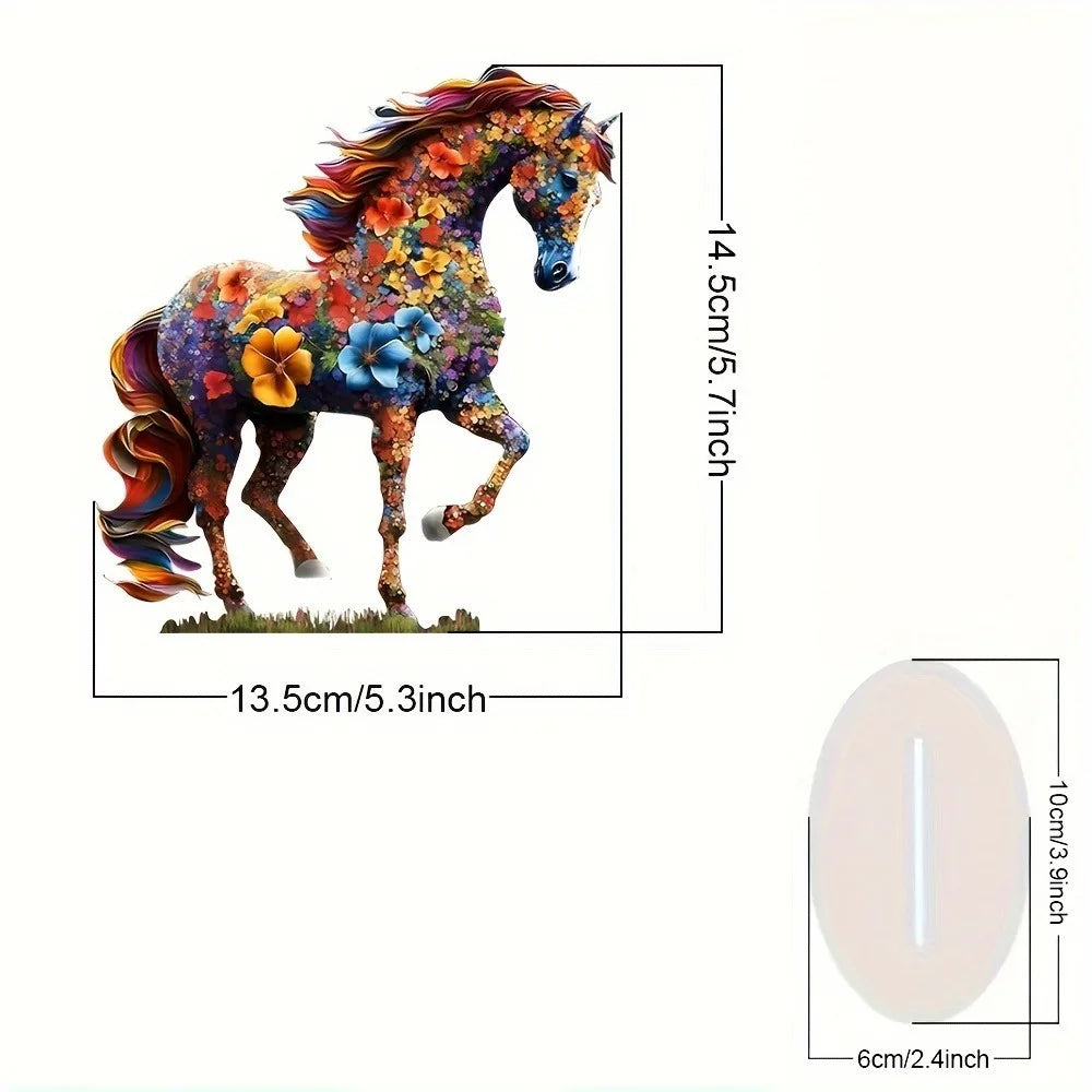 Colored Horse Statue Light Catcher with a Hollow-out design