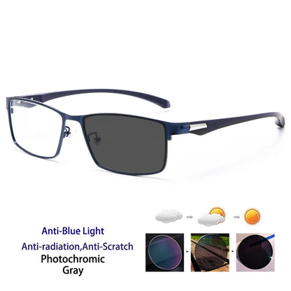 Anti Blue Light Men Reading Glasses Titanium Alloy Metal Frame  +1.50 1.75 2.0 2.25 2.50 2.75