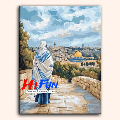 Old City Israel Diamond Art Painting DIY Full Cross Mosaic Embroidery Stitch Kit