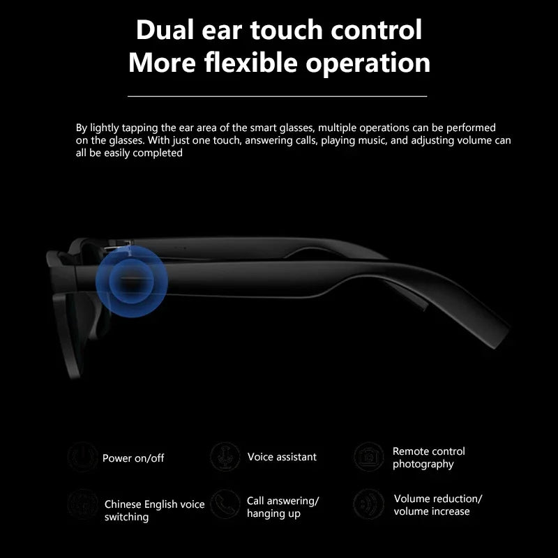 Smart Glasses With Remote Control,Touch Recording, Translator, Voice Assistant,  Bluetooth Wireless Calling