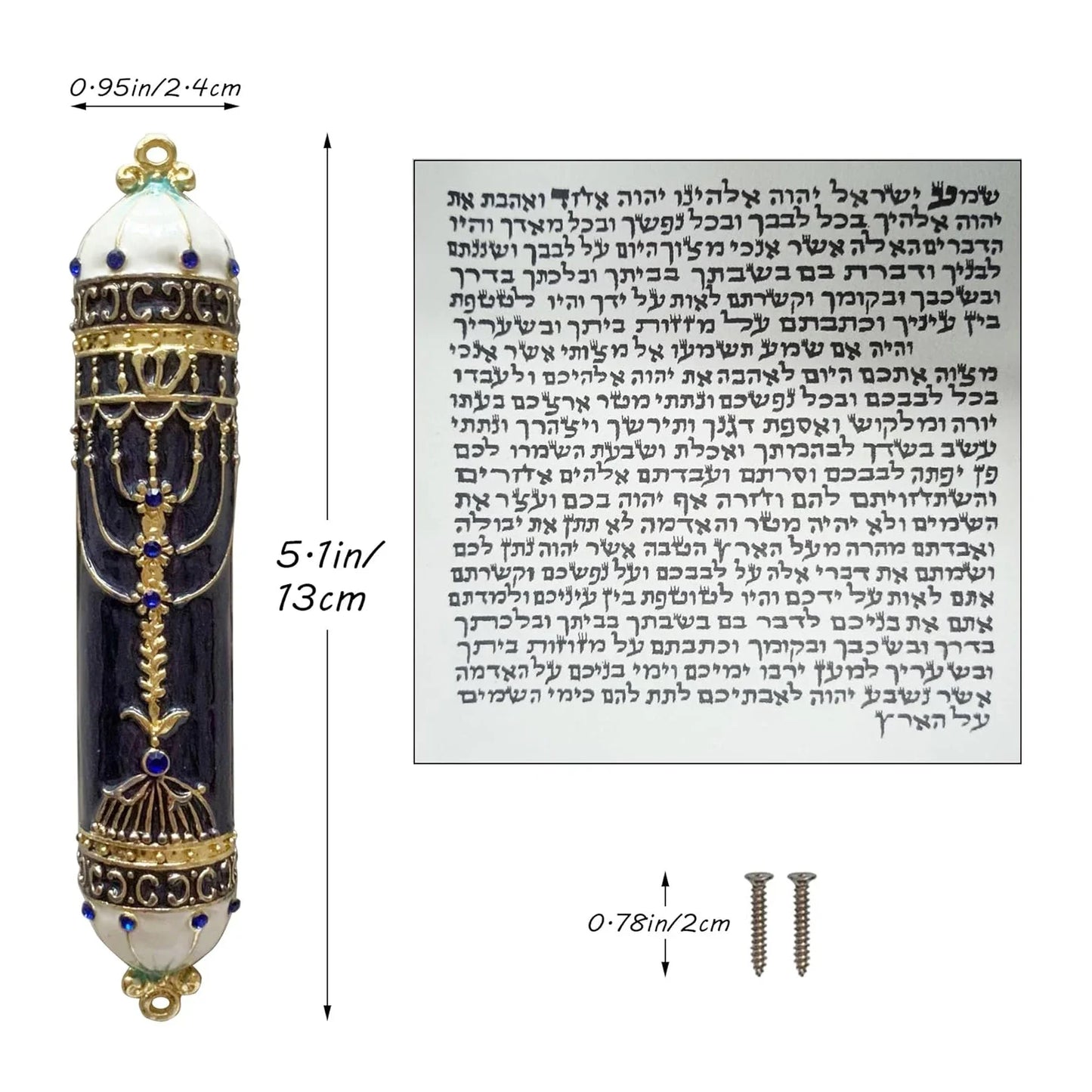 Judaica Hand Painted  Door Mezuzah with Zinc Alloy  Screw