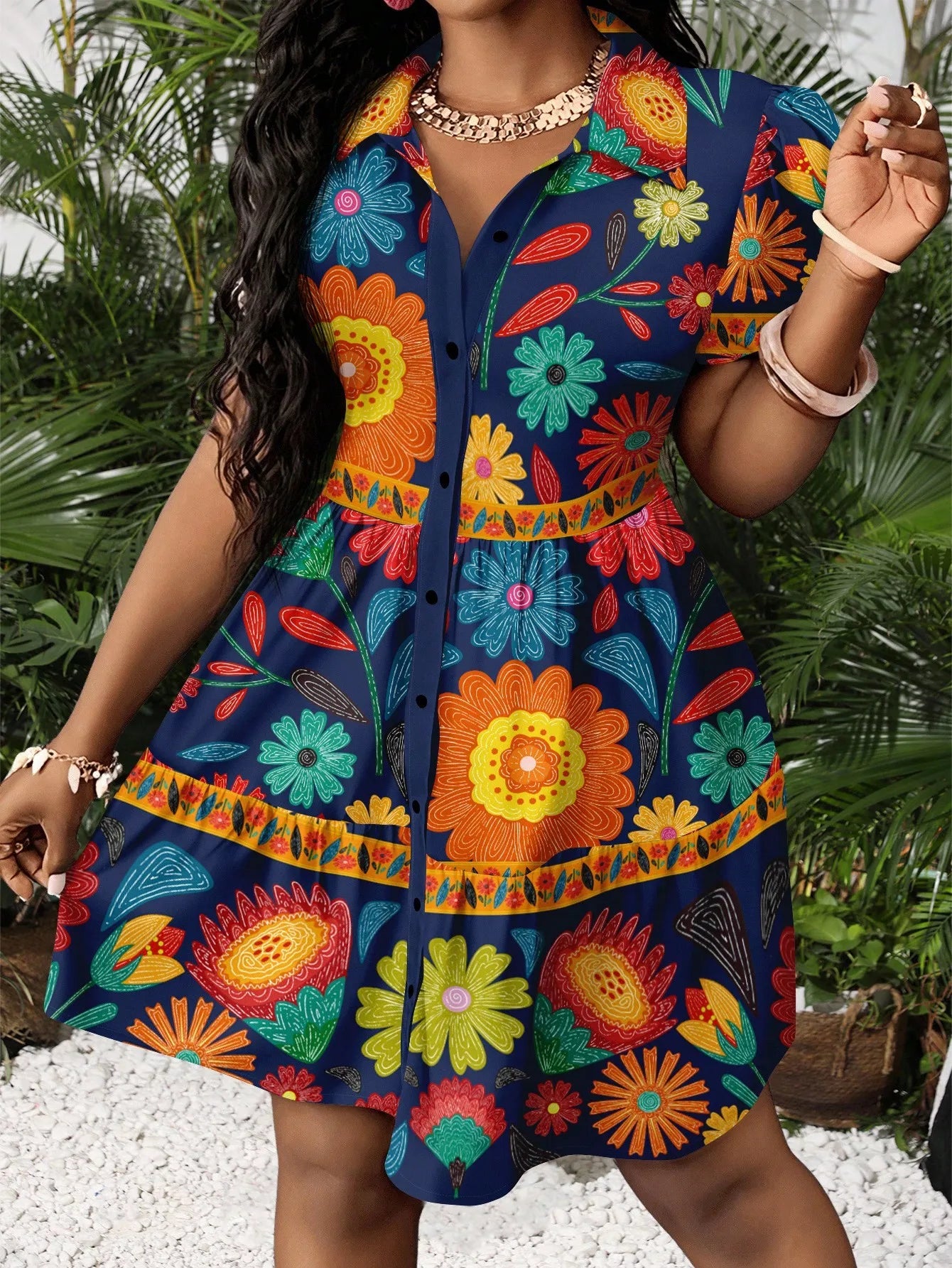 Women's Floral Print Puff Sleeve A-Line Mini Dress  Boho Summer Dress