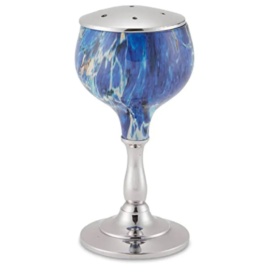 Nickel Plated Blue Marble  Havdalah Set