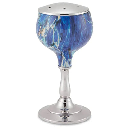 Nickel Plated Blue Marble  Havdalah Set