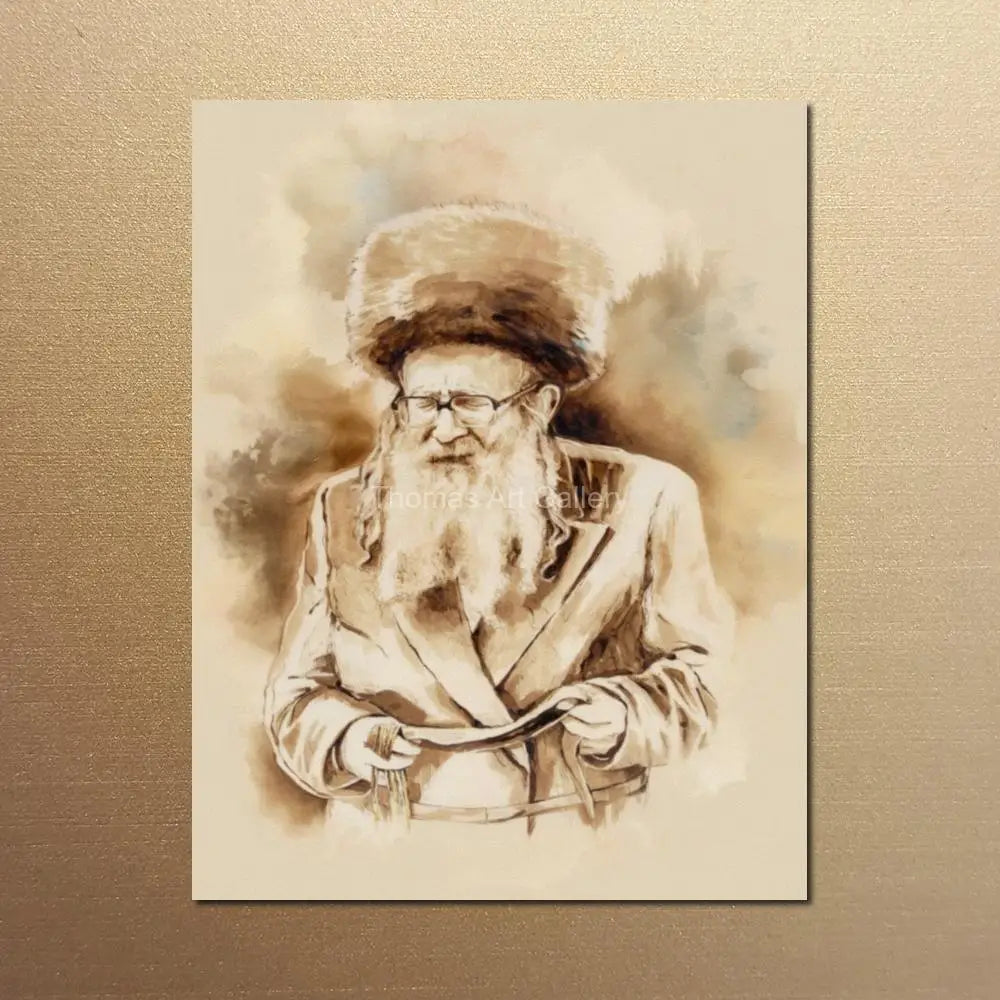 Traditional Judaica Rabbi Portrait  HD Canvas Print