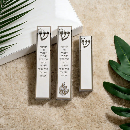 Acrylic 3D Cut Jewish Mezuzah with Home Blessing