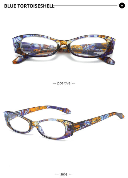 4-Piece Presbyopic  Floral Women's Spring Hinge Reading Glasses Set with PC Case