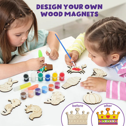 DIY Wooden Magnets Glow in The Dark, Arts Supplies Painting Kit