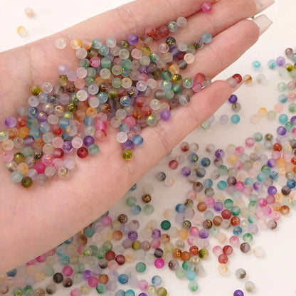 100Pcs 4mm High Quality Frosted Gold Splattered Glass Rice Beads Loose Beads