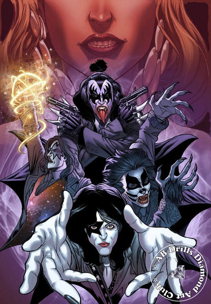 5D DIY AB Drills Diamond Painting Heavy Metal Rock Kiss Band Cross Stitch Kit