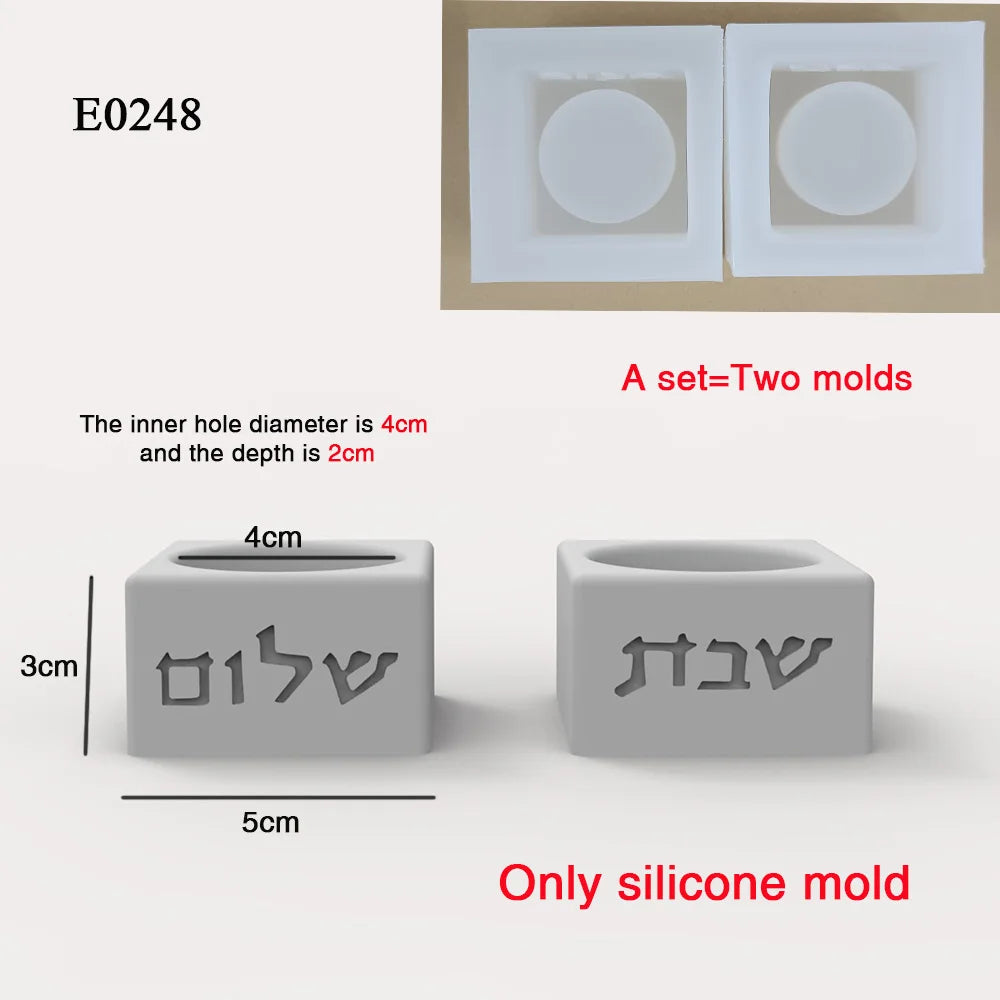 Judaica Silicone Mold For Shabbat Candle Holders Set
