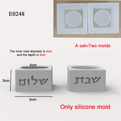 Judaica Silicone Mold For Shabbat Candle Holders Set