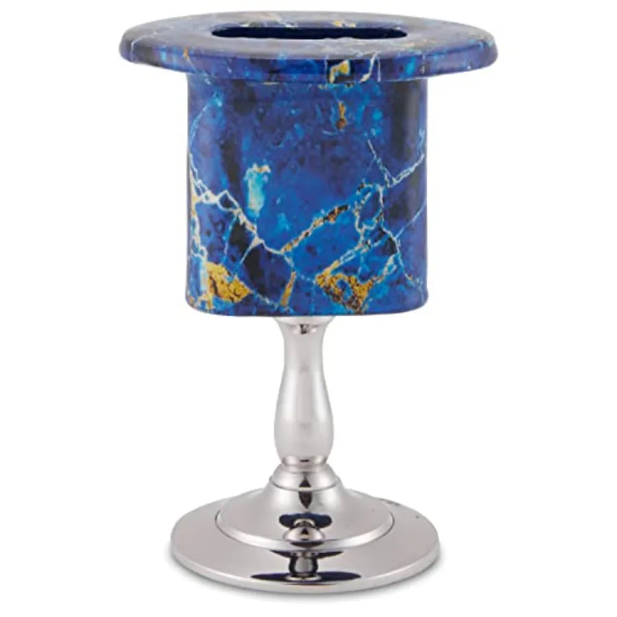 Nickel Plated Blue Marble  Havdalah Set